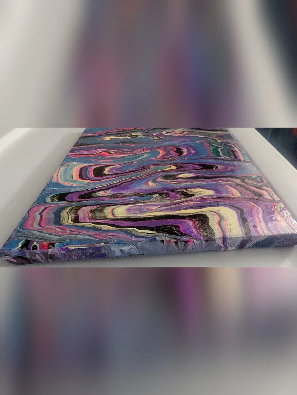 Abstract Fluid Pour Painting Purple Pink Acrylic 8